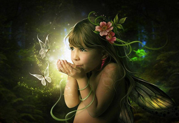 tarot liefde engelachtig meisje blaast energie naar vlinders